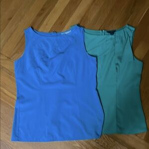 Two Banana Republic size 4. Blue & Green sleeveless Tops. Zipper back